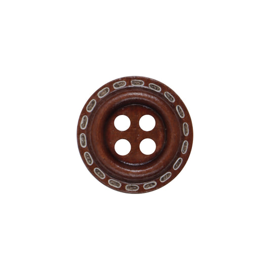 Dashed Circle Four-Hole Red Lacquered Wooden Buttons 100PCS