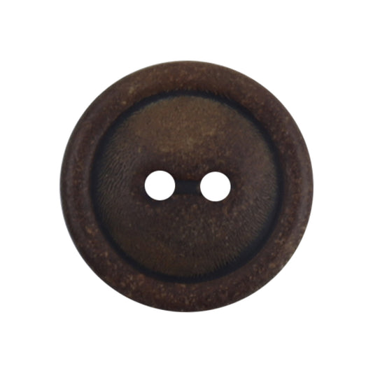 15mm Vintage Burnt Coffee-Colored Two-Hole Natural Horn Buttons 10pcs