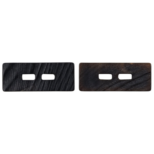 Botones de palanca de dos agujeros de cuerno negro natural rectangular vintage, 10PCS