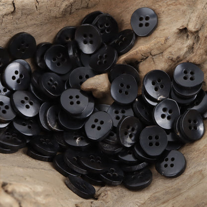 Botones de cuerno natural real en forma de pera de 11.5mm con 4 agujeros, negros y marrones, 20PCS