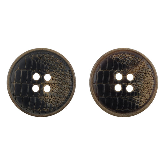 Boutons en corne véritable avec motif de peau de serpent brûlée vintage 10 pièces