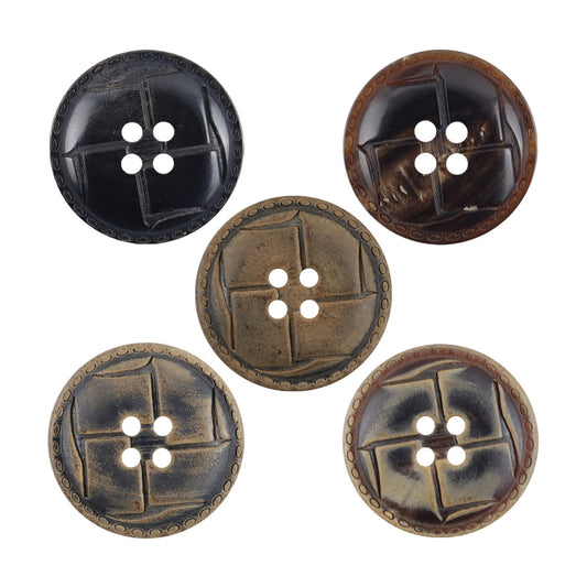 Laser-Burnt Horn Buttons for Retro Fashion Leather Jackets 10pcs