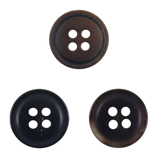 Vintage Charred Yellow Horn Buttons 4 Holes 10PCS