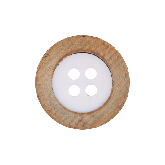 Retro Yellow Flamed Edge Cow Horn Buttons with White Holes,10pcs