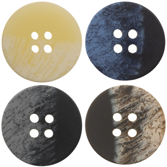 Flat Rippled Round 4 Hole Resin Buttons 30pcs