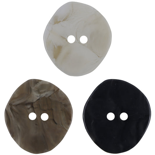 Irregular Rhombus 30mm Extra Large White Coffee Black Resin Buttons 20pcs