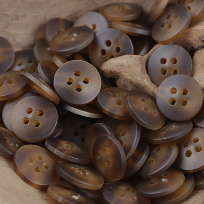 Botones de resina de café planos de 12.5 mm con 4 agujeros para camisas de verano en la playa, paquete de 80