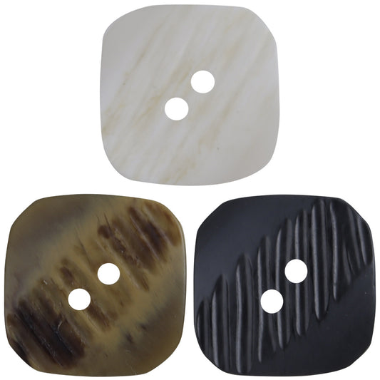 17.5-30mm Rounded Square White Khaki Black Resin Buttons 99 Pack