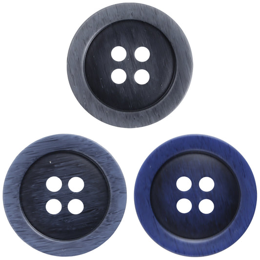 Gradient Gray-Blue Imitation Wood Grain Resin Buttons 20pcs