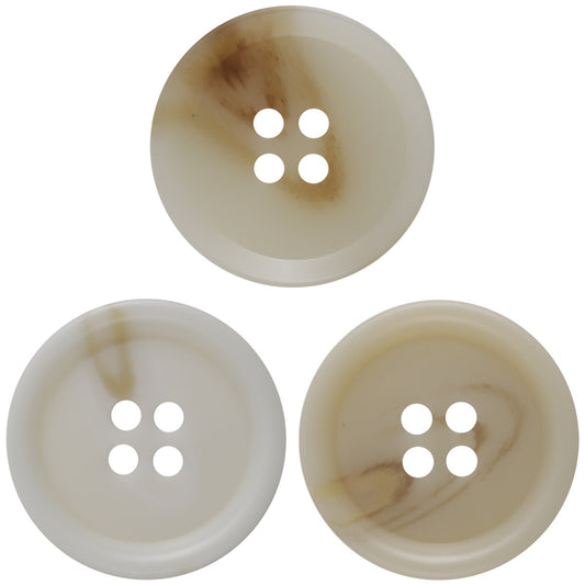 Beige Round Four-Hole Resin Buttons for Autumn Woolen Coats 30 Pack