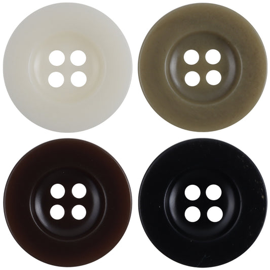 White Green Red Black Wide Rim Four-Hole Resin Buttons 40 Pack