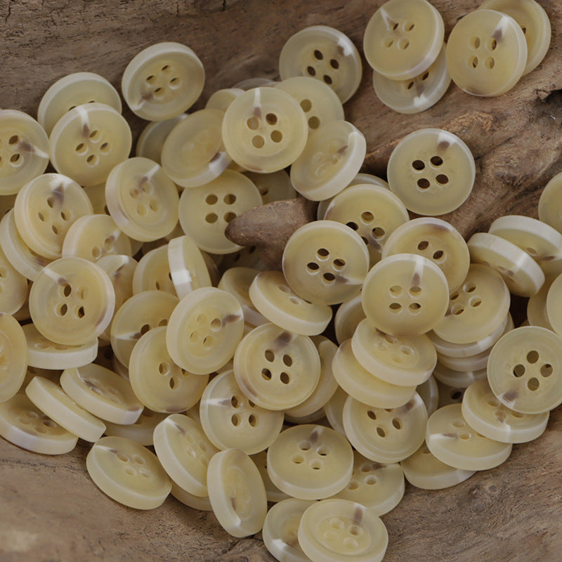 11.5mm Four-Hole White and Yellow Resin Buttons 60 Pack