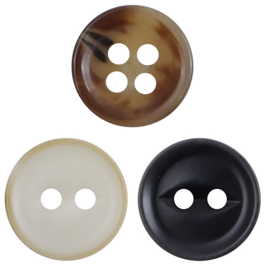 Black and White Fish-Eye Resin Buttons for Casual Commuter Shirts 50pcs