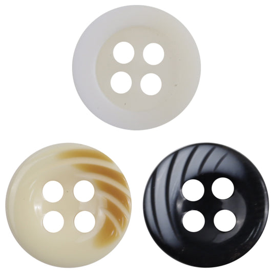 11.5mm Arc Pattern 4 Hole Resin Buttons for DIY Jewelry 90 Pack