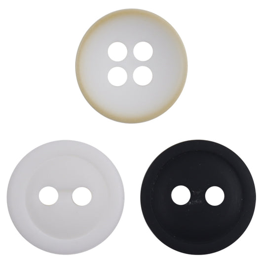 11.5mm Round Black and White Resin Buttons for Casual Shirts 90 Pack