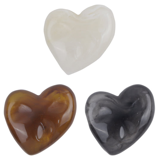 Heart Shape Amber Colored Resin Buttons with Metal Shank 10PCS