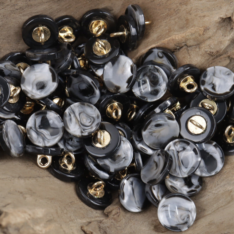 12.5mm Round Milk Coffee-Colored Resin Buttons with Metal Handle 30pcs