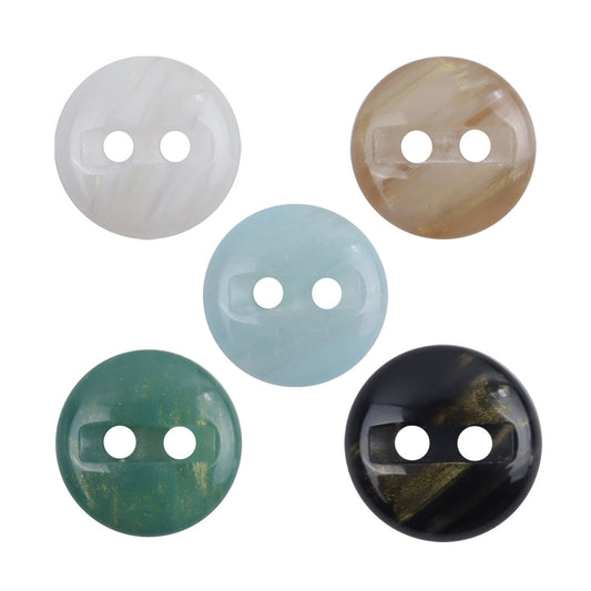 11.5mm Emerald Gold-Plated 2-Hole Resin Buttons 50 Pack