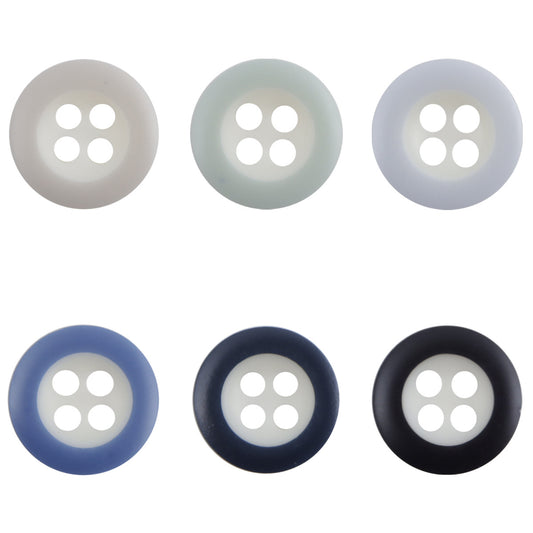 Boutons ronds bleus en résine à 4 trous pour chemises et pulls pour enfants, pack de 60