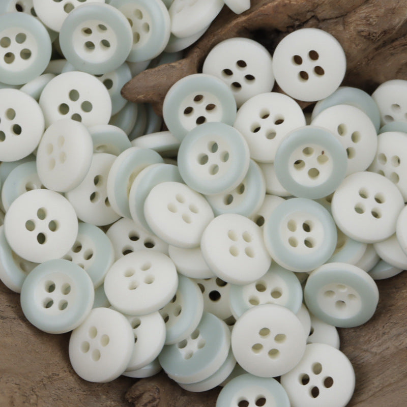 Blue Round 4 Hole Resin Buttons for Children's Shirts Sweaters 60 Pack