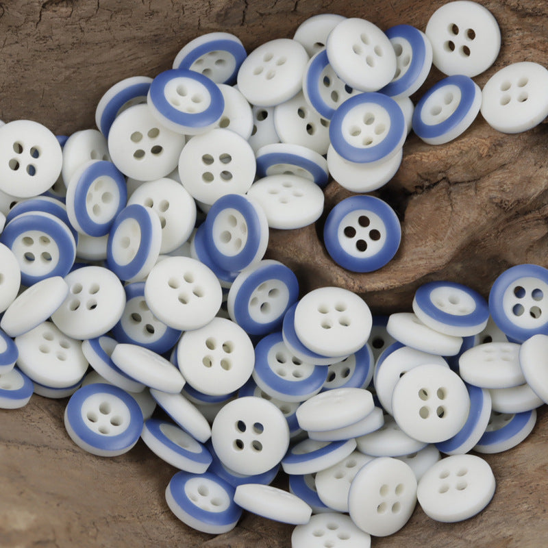 Blue Round 4 Hole Resin Buttons for Children's Shirts Sweaters 60 Pack