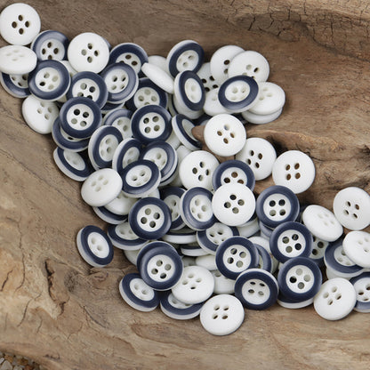 Blue Round 4 Hole Resin Buttons for Children's Shirts Sweaters 60 Pack