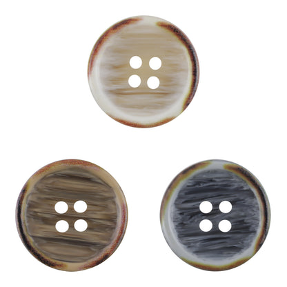 Round Gradient Wood Grain Edge Burnt Resin Buttons 20pcs