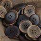 Round Gradient Wood Grain Edge Burnt Resin Buttons 20pcs