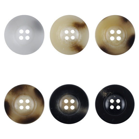 Classic Wide-Edged Resin Buttons Imitating Horn Pattern,50pcs