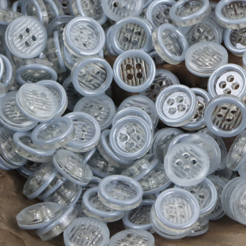 11.5mm Transparent Four-Hole Resin Buttons for Shirts 60 Pack