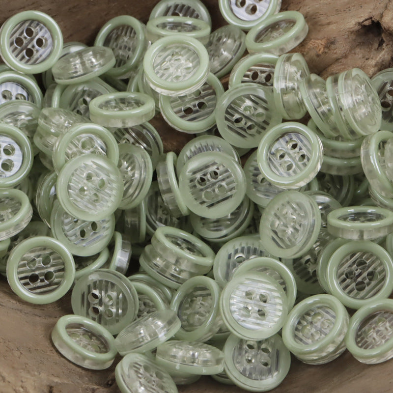 11.5mm Transparent Four-Hole Resin Buttons for Shirts 60 Pack