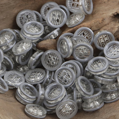 11.5mm Transparent Four-Hole Resin Buttons for Shirts 60 Pack