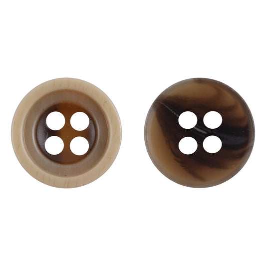 11.5mm Round Two-Tone Amber Resin Buttons for Shirts 50pcs