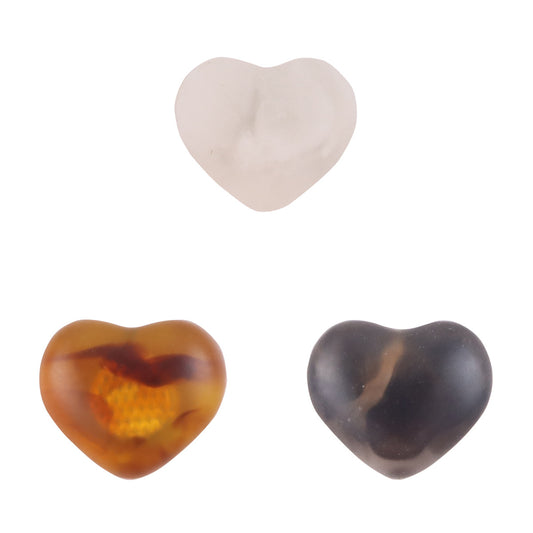 Amber-Colored Heart-Shaped Resin Buttons for Lingerie 20pcs