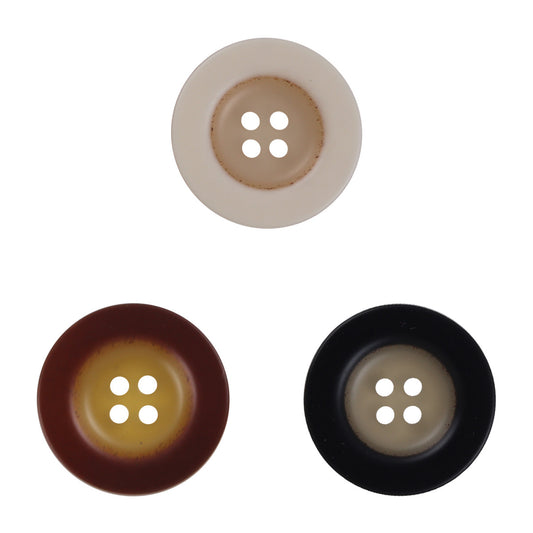 Round 4 Hole Wide-Edged Amber Resin Buttons,20pcs