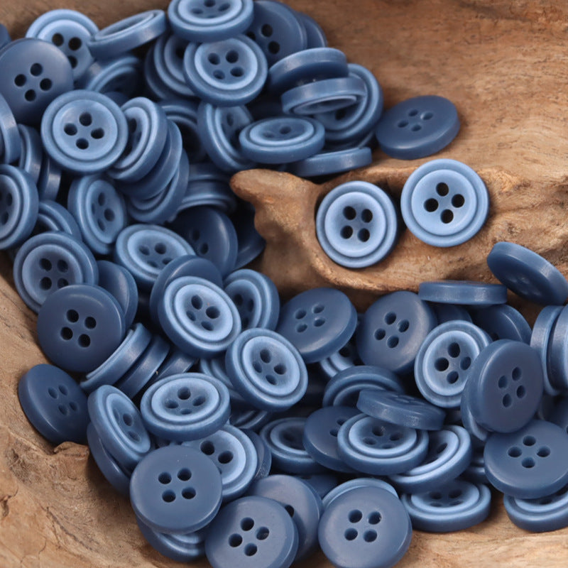 11,5mm Gradient Blue White Round Decorative Resin Buttons,100pcs