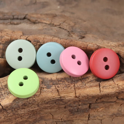 11.5mm Colorful Two-Eyed Resin Buttons for Children's Crafts -50 Pack