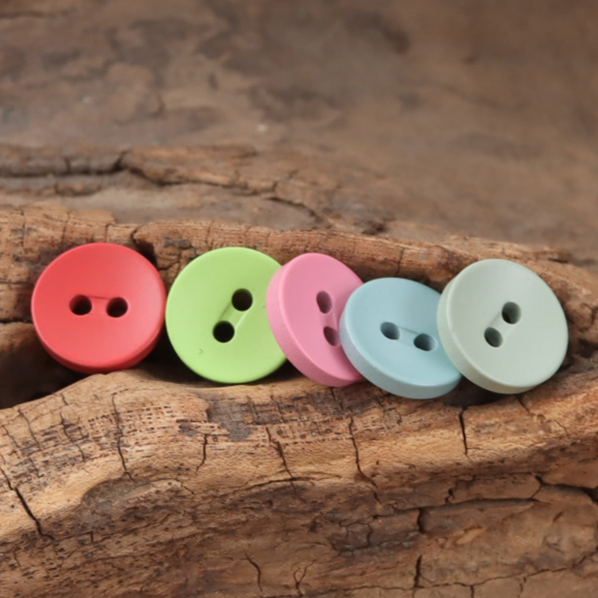 11.5mm Colorful Two-Eyed Resin Buttons for Children's Crafts -50 Pack