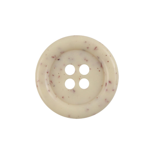 Beige Resin Buttons Thick Round Edge Dotted Flower,20pcs