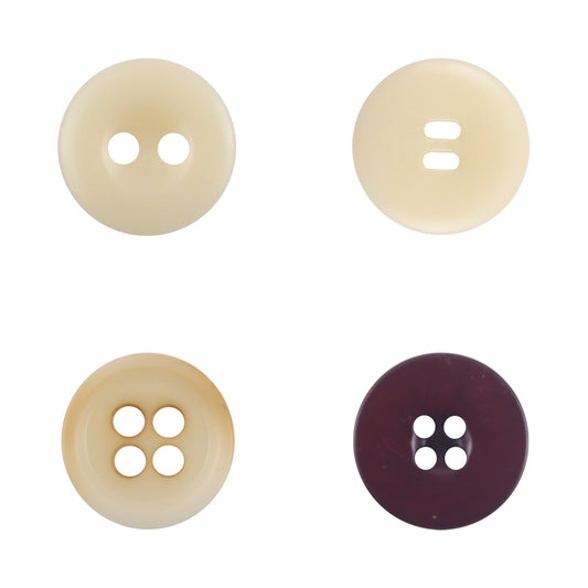 Boutons en résine beige brûlé traités, ronds de 11,5 mm, 50 pcs