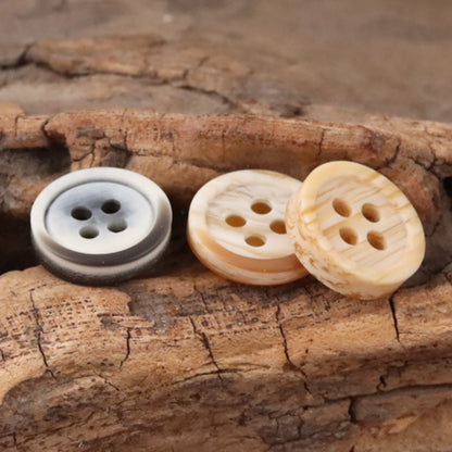 Orange-Yellow Wood Grain Resin Buttons for Children's Cardigans 50pcs