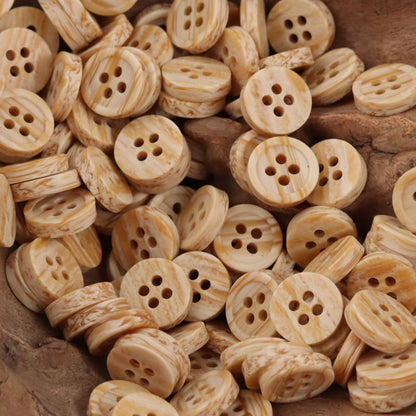 Orange-Yellow Wood Grain Resin Buttons for Children's Cardigans 50pcs