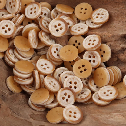 Orange-Yellow Wood Grain Resin Buttons for Children's Cardigans 50pcs