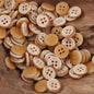 Orange-Yellow Wood Grain Resin Buttons for Children's Cardigans 50pcs