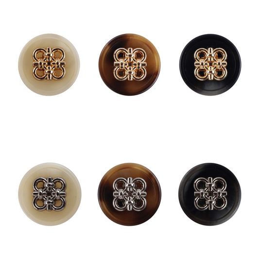 Chinese Knot Beige Resin Metal Shank Coat Buttons 10pcs