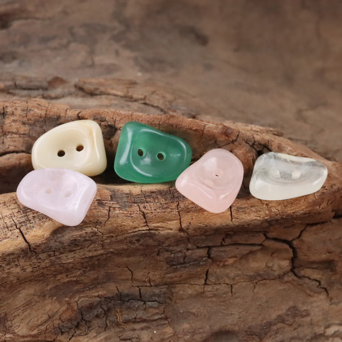 Boutons en résine imitation jade à 2 trous pour chemises et pulls, 10 pièces