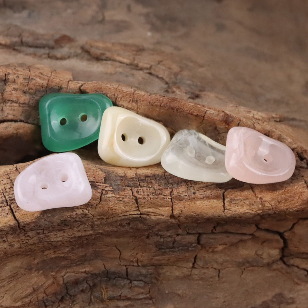 Boutons en résine imitation jade à 2 trous pour chemises et pulls, 10 pièces