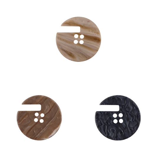 Wood Grain Resin Buttons with Notches for Home Decor Upholstery 20pcs