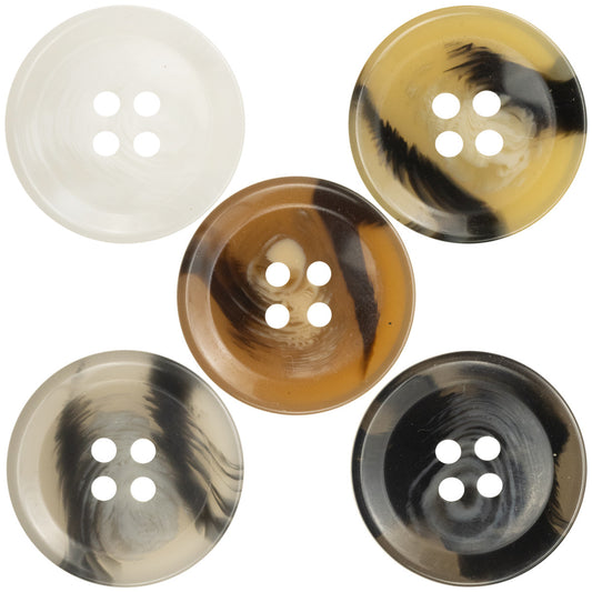 Round 4 Hole Brush Pattern Resin Buttons 20pcs