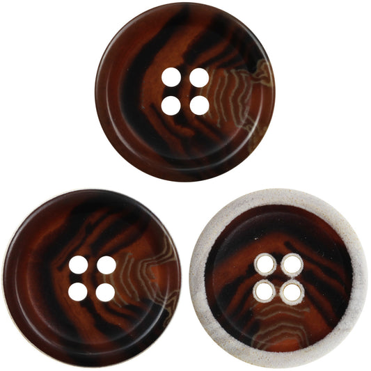 Burnt-Edge Dark Brown Urea Buttons for Woolen Coats 30 Pack